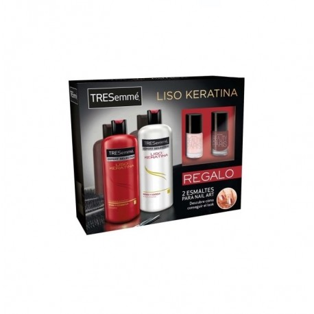 TRESEMME PACK LISO KERATINA CHAMPU 675ML+ACONDICIONADOR 675ML + 2 LACAS UÑAS