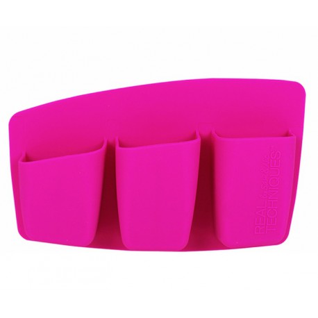 REAL TECHNIQUES-SOPORTE PARA BROCHAS 3 BOLSILLOS ROSA