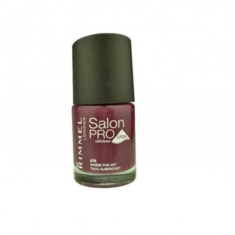 RIMMEL LONDON NAIL POLISH SALON PRO WHERE FOR ART THOU AUBERGINE 616 12ML