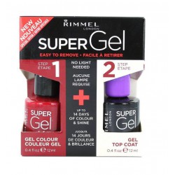 RIMMEL LONDON SUPER GEL ESMALTE DE UÑAS 042 ROCK N ROLL + TOP COAT SET