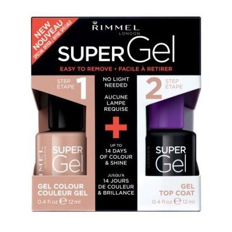 RIMMEL LONDON SUPER GEL ESMALTE DE UÑAS 012 SOUL SESSION + TOP COAT SET