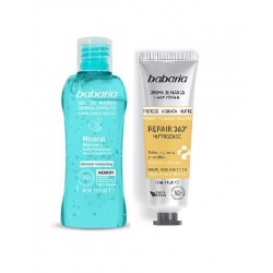 BABARIA GEL DE MANOS HIGIENIZANTE MINERAL 50 ML + CREMA MANOS REPAIR 360º 30 ML SET REGALO