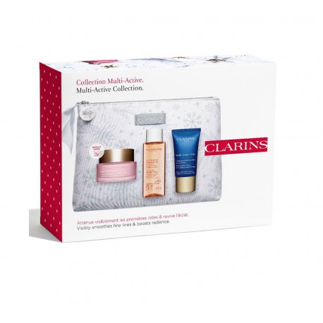 CLARINS MULTI ACTIVE DÍA TODO TIPO PIELES 50 ML + MULTI ACTIVE NOCHE 15 ML + AGUA MICELAR 50 ML SET REGALO