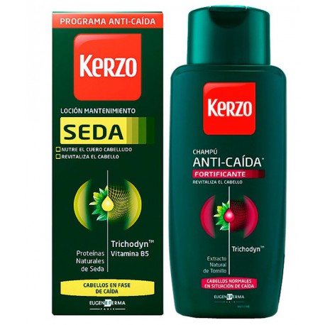 Comprar champu KERZO LOCION SEDA MANTENIMIENTO ANTICAIDA 150ML + CHAMPU ANTICAIDA FORTIFICANTE 250ML