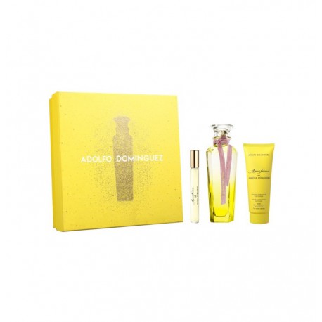 ADOLFO DOMINGUEZ AGUA FRESCA MIMOSA CORIANDRO EDT 120 ML + B/L 75 ML + MINI 10 ML SET REGALO CAJA DAÑADA