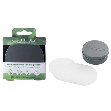 ECOTOOLS LIMPIADOR DE BROCHAS EN HOJAS SOLUBLES CLEAN BEAUTY