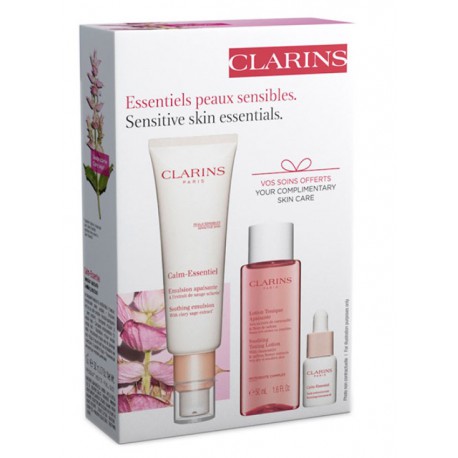 CLARINS CALM-ESSENTIEL EMULSION APAISANTE 50 ML + LOCIÓN 50 ML + ACEITE 5 ML SET REGALO