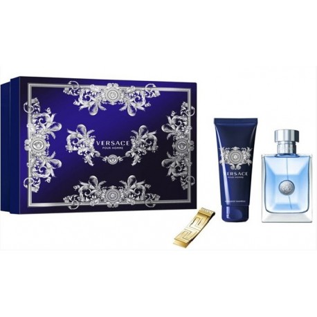 VERSACE POUR HOMME EDT 100 ML+ SHOWER GEL 100 + CLIP ML SET REGALO