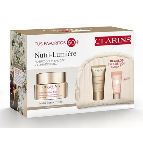 CLARINS NUTRI LUMIÉRE CREMA DÍA 50 ML + NUTRI LUMIÉRE NOCHE 15 ML + ACEITE LABIOS 01 ML SET REGALO