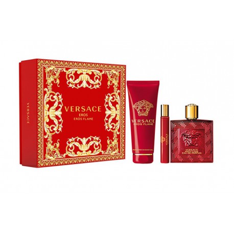 VERSACE EROS FLAME EDP 100 ML + EDP 10 ML + S/G 100 ML SET REGALO