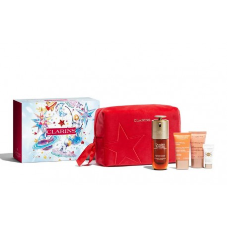 CLARINS DOUBLE SERUM 50 ML + 3 PRODUCTOS + NECESER  SET REGALO