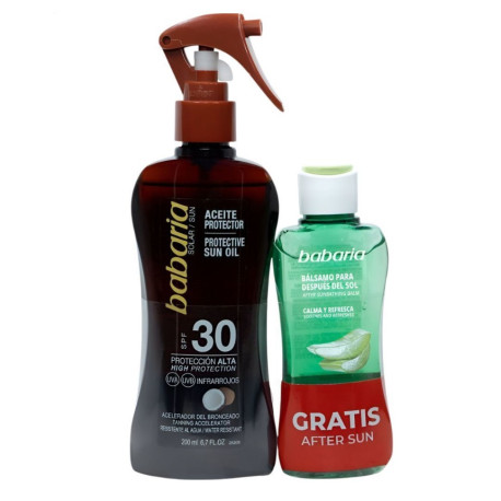 BABARIA ACEITE PROTECTOR SOLAR COCO SPF30 200ML + BALM AFTER SUN ALOE 100ML