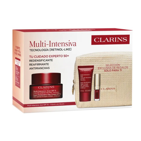 CLARINS MULTI INTENSIVE CREMA ALTA EXIGENCIA DIA 50 ML TP + MULTI INTENSIVE NOCHE 15 ML + ACEITE LABIAL 1,4 ML + NECESER