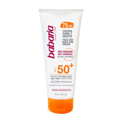 BABARIA CREMA CARA Y ESCOTE SFP50+ ANTIMANCHAS Y ANTIARRUGAS ROSA MOSQUETA 75ML