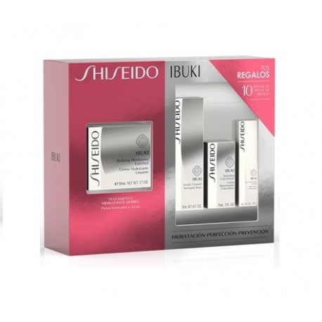 SHISEIDO IBUKI MOISTURIZER ENRICHED CREAM 50 ML + LIMPIADOR 30 ML + EYE CREAM 5 ML + SOFT. 15 ML SET