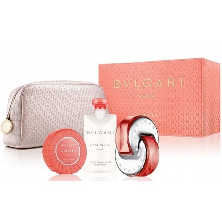 BVLGARI OMNIA CORAL EDT 65 ML + B/L 75 ML + JABON + NECESER SET REGALO