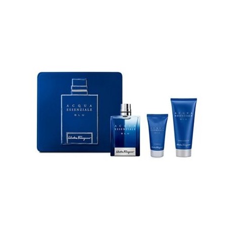 comprar perfumes online hombre SALVATORE FERRAGAMO ACQUA ESSENZIALE BLU EDT 100 ML + A/S BALM 50 ML + S/GEL 100 ML SET