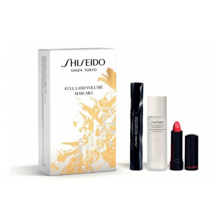 SHISEIDO FULL LASH VOLUME MASCARA BLACK BK 901 8 ML + MAKEUP REMOVER + ROUGE RUBY danaperfumerias.com