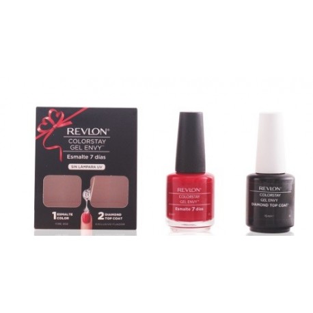 REVLON COLORSTAY GEL ENVY DUO TOP COAT Y ESMALTE ROJO FIRE 050