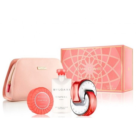 BVLGARI OMNIA CORAL EDT 65 ML + B/L 75 ML + JABON + NECESER SET REGALO