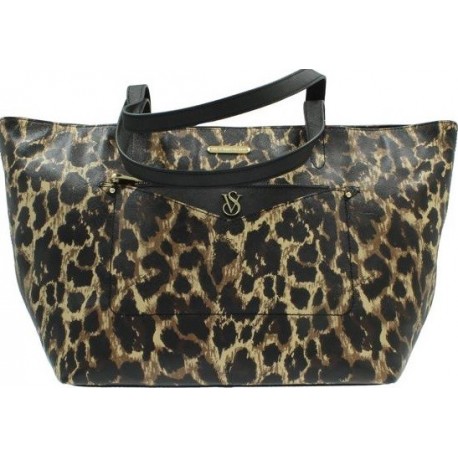 VICTORIA'S SECRET LEATHER EW TOTE LEOPARD BOLSO