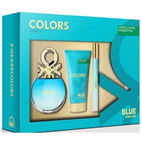 comprar perfumes online BENETTON COLORS BLUE EDT 50 ML + BODY MILK 75 ML + MINI EDT 15 ML SET REGALO mujer