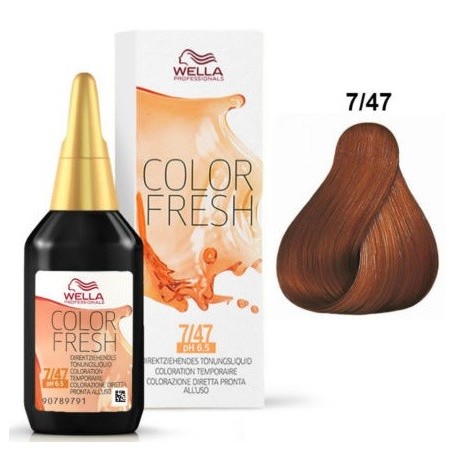 WELLA PROFESSIONAL COLOR FRESH COLORACION SEMIPERMANENTE 7/47 RUBIO MEDIO COBRIZO ARENA 75ML danaperfumerias.com/es/