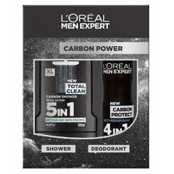 Comprar productos de hombre L'OREAL MEN EXPERT GEL 300 ML+ DESODORANTE 150 ML CARBON POWER danaperfumerias.com
