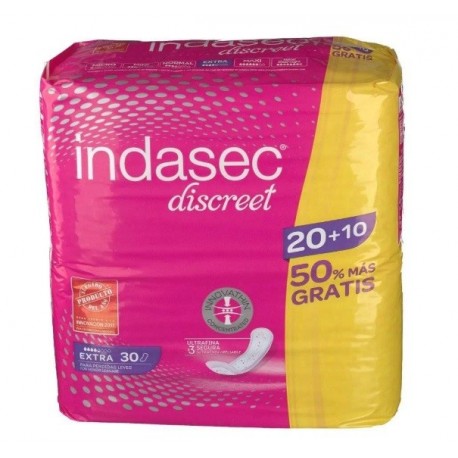 INDASEC DISCREET COMPRESA EXTRA 30 UNIDADES danaperfumerias.com/es/