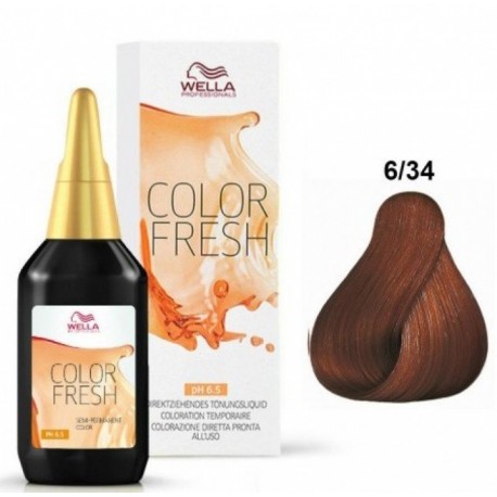 WELLA PROFESSIONAL COLOR FRESH COLORACION SEMIPERMANENTE 6/34 RUBIO OSCURO DORADO COBRIZO 75ML danaperfumerias.com/es/