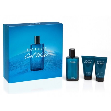 comprar perfumes online hombre DAVIDOFF COOL WATER MEN EDT 75 ML + A/S BALM 50 ML + S/GEL 50 ML SET