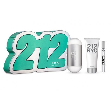 comprar perfumes online CAROLINA HERRERA 212 EDT 100 ML + B/L 75 ML + MINI 10 ML SET REGALO mujer