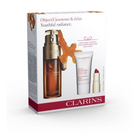 CLARINS DOUBLE SERUM 50ML + BALSAMO BELLEZA 15 ML + JOLI ROUGE MINIATURA SET REGALO