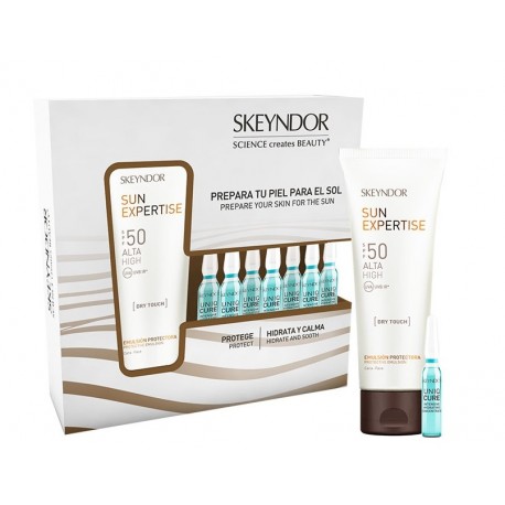 SKEYNDOR SUN EXPERTISE EMULSION PROTECTORA FACIAL DRY TOUCH SPF50 75ML + UNIQCURE INTENSIVE HYDRATING 7X2ML